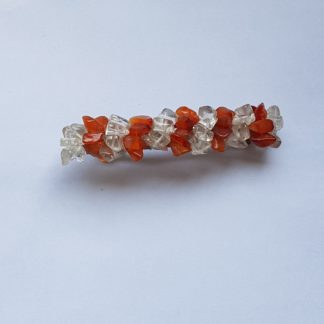 barrette cornaline et cristal de roche