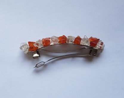 barrette cornaline et cristal de roche