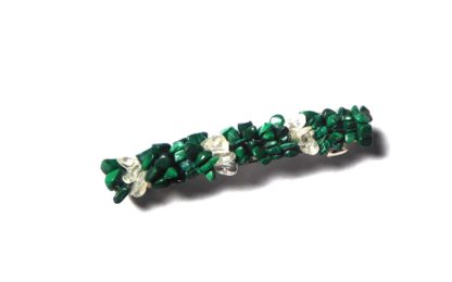 barrette malachite et cristal de roche