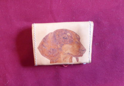 porte-monnaie 2 poches tête chien teckel