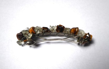 barrette oeil de tigre et cristal