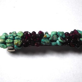 barrette turquoise et grenat