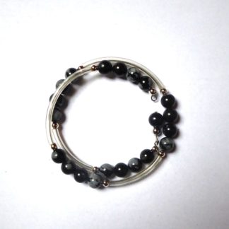 bracelet en obsidienne flocons de neige