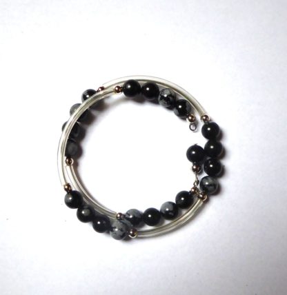 bracelet en obsidienne flocons de neige