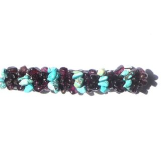 barrette turquoise et grenat
