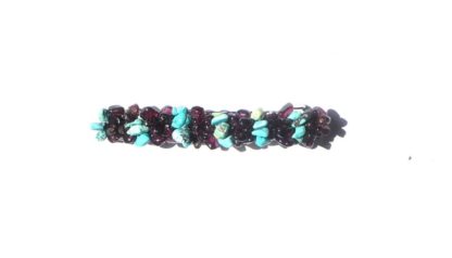 barrette turquoise et grenat