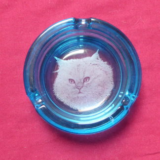 cendrier bleu tête chat