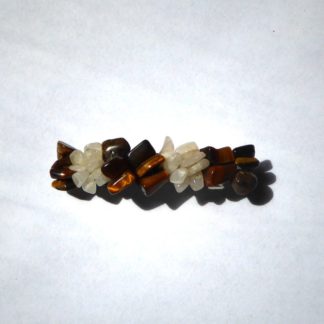 petite barrette oeil de tigre et quartz blanc