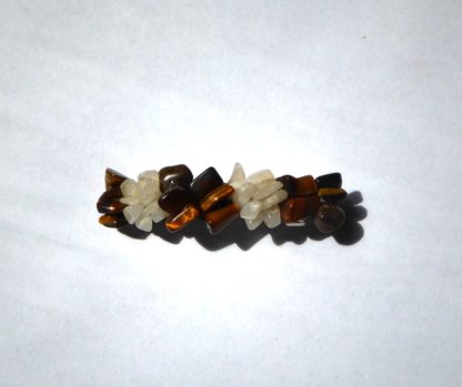 petite barrette oeil de tigre et quartz blanc