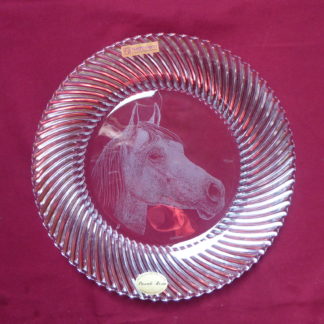 assiette en cristal tête cheval