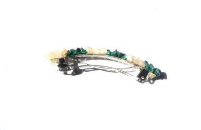 barrette pour cheveux en malachite et quartz blanc – Image 2
