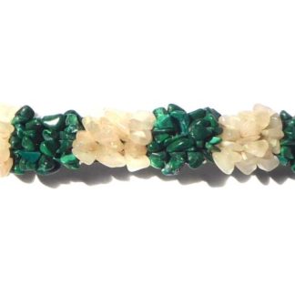 barrette malachite et quartz blanc