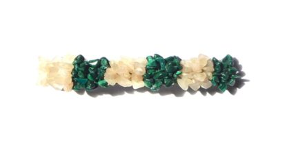 barrette malachite et quartz blanc