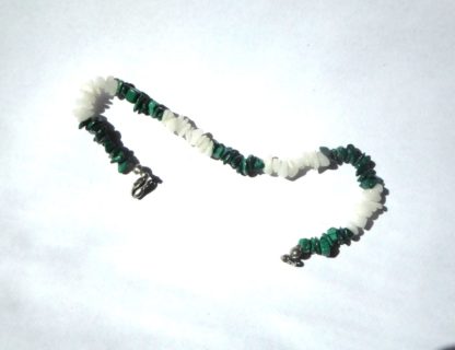 bracelet malachite et quartz blanc