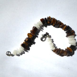 bracelet oeil de tigre et quartz blanc