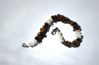 bracelet oeil de tigre et quartz blanc